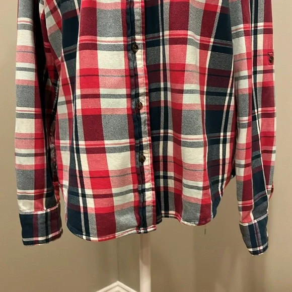 The North Face Plaid Flannel Long Sleeve Button Down Shirt Size Large - Picture 3 of 8